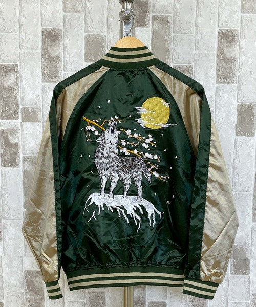 TopIsm(トップイズム)の「スカジャン 狼,芸者,単龍,銀龍(スカジャン・メンズ・ブラック/ダークグリーン/ブラック系その他/パープル/ブラック系その他2・L/M/XL)」の4枚目の写真