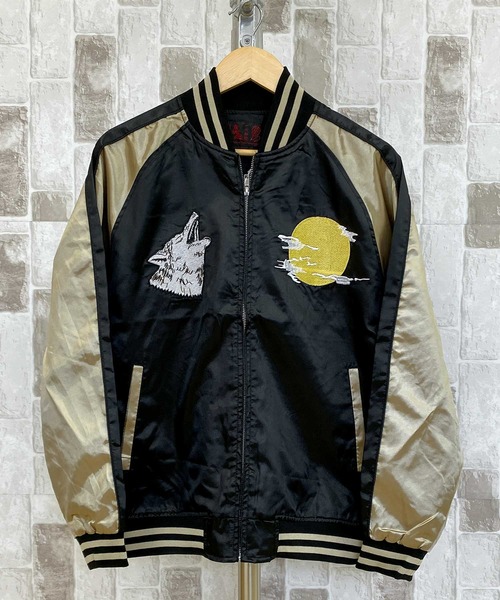 TopIsm(トップイズム)の「スカジャン 狼,芸者,単龍,銀龍(スカジャン・メンズ・ブラック/ダークグリーン/ブラック系その他/パープル/ブラック系その他2・L/M/XL)」の9枚目の写真