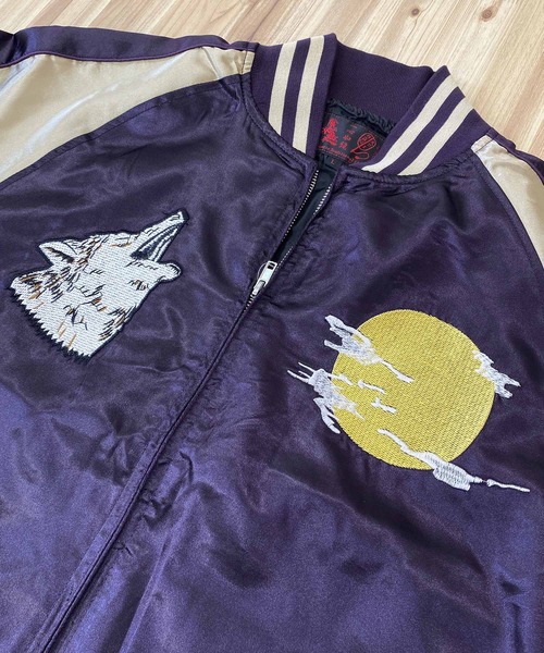 TopIsm(トップイズム)の「スカジャン 狼,芸者,単龍,銀龍(スカジャン・メンズ・ブラック/ダークグリーン/ブラック系その他/パープル/ブラック系その他2・L/M/XL)」の22枚目の写真