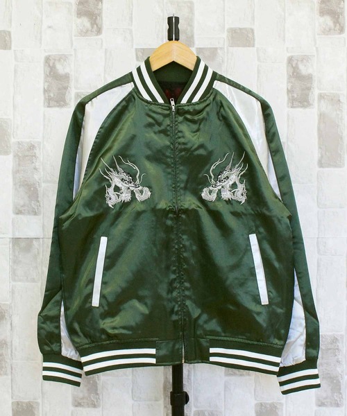 TopIsm（トップイズム）の「スカジャン 狼,芸者,単龍,銀龍（スカジャン・メンズ・ブラック/ダークグリーン/ブラック系その他/パープル/ブラック系その他2・L/M/XL）」の9枚目の写真