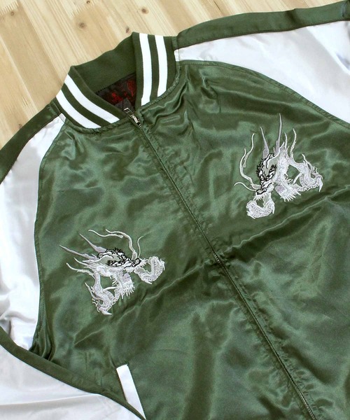 TopIsm（トップイズム）の「スカジャン 狼,芸者,単龍,銀龍（スカジャン・メンズ・ブラック/ダークグリーン/ブラック系その他/パープル/ブラック系その他2・L/M/XL）」の10枚目の写真