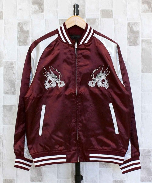 TopIsm（トップイズム）の「スカジャン 狼,芸者,単龍,銀龍（スカジャン・メンズ・ブラック/ダークグリーン/ブラック系その他/パープル/ブラック系その他2・L/M/XL）」の12枚目の写真