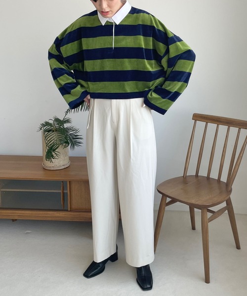 LOWRYS FARM（ローリーズファーム）の「ＴＲベルトツキタックワイドパンツ　 971228（その他パンツ・レディース・アイボリー/グレー/ベージュ・MEDIUM/LARGE）」の6枚目の写真