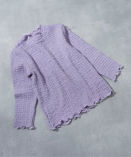 apres les cours（アプレレクール）の「【WEB限定】ぽこぽこジャガードTシャツ（Tシャツ/カットソー・キッズ・グリーン/ラベンダー/アイボリー・130/80/90/140/110/100/120）」の2枚目の写真