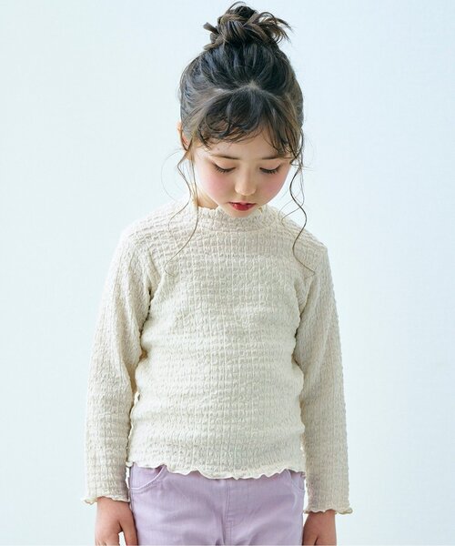 apres les cours（アプレレクール）の「【WEB限定】ぽこぽこジャガードTシャツ（Tシャツ/カットソー・キッズ・グリーン/ラベンダー/アイボリー・130/80/90/140/110/100/120）」の3枚目の写真