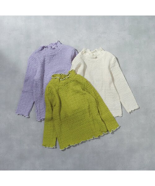 apres les cours（アプレレクール）の「【WEB限定】ぽこぽこジャガードTシャツ（Tシャツ/カットソー・キッズ・グリーン/ラベンダー/アイボリー・130/80/90/140/110/100/120）」の16枚目の写真