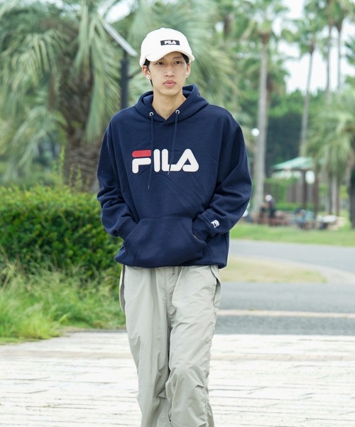 【FILA/フィラ】デカロゴプリント 裏起毛フーディー プルパーカー（パーカー）｜FILA（フィラ）