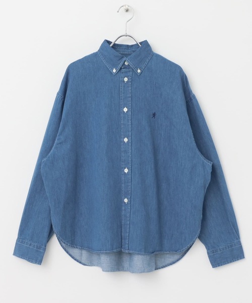 GYMPHLEX（ジムフレックス）の「GYMPHLEX　BUTTONDOWN SHIRTS LONG-SLEEVE（シャツ/ブラウス・レディース・インディゴブルー/ライトインディゴブルー・14）」の2枚目の写真