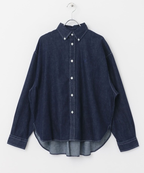 GYMPHLEX（ジムフレックス）の「GYMPHLEX　BUTTONDOWN SHIRTS LONG-SLEEVE（シャツ/ブラウス・レディース・インディゴブルー/ライトインディゴブルー・14）」の3枚目の写真