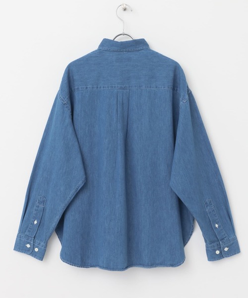 GYMPHLEX（ジムフレックス）の「GYMPHLEX　BUTTONDOWN SHIRTS LONG-SLEEVE（シャツ/ブラウス・レディース・インディゴブルー/ライトインディゴブルー・14）」の6枚目の写真