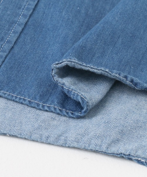 GYMPHLEX（ジムフレックス）の「GYMPHLEX　BUTTONDOWN SHIRTS LONG-SLEEVE（シャツ/ブラウス・レディース・インディゴブルー/ライトインディゴブルー・14）」の7枚目の写真