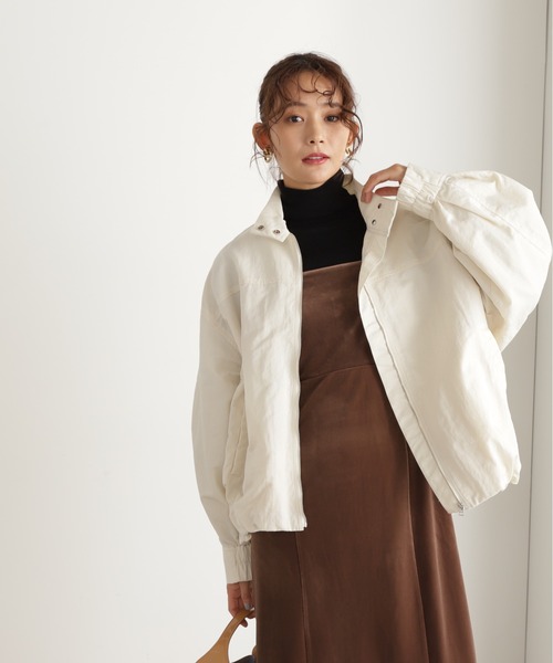 N.（N. Natural Beauty Basic）（エヌエヌナチュラルビューティーベーシック）の「◆バルーンナイロンブルゾン（ブルゾン・レディース・ブラック/オフホワイト/イエロー・MEDIUM）」の4枚目の写真