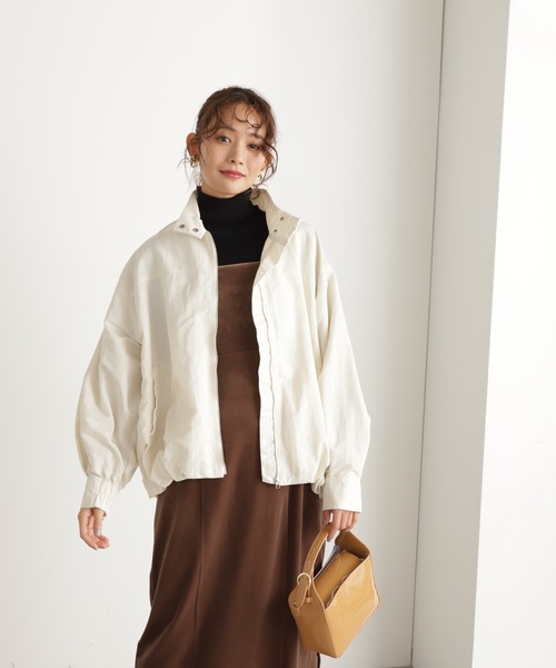 N.（N. Natural Beauty Basic）（エヌエヌナチュラルビューティーベーシック）の「◆バルーンナイロンブルゾン（ブルゾン・レディース・ブラック/オフホワイト/イエロー・MEDIUM）」の8枚目の写真