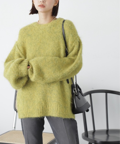 FREE'S MART（フリーズマート）の「◆［ＷＥＢ限定カラー］ウール混シャギークルーニット（ニット/セーター・レディース・イエロー/ブルー/オレンジ/チャコール・FREE）」の3枚目の写真