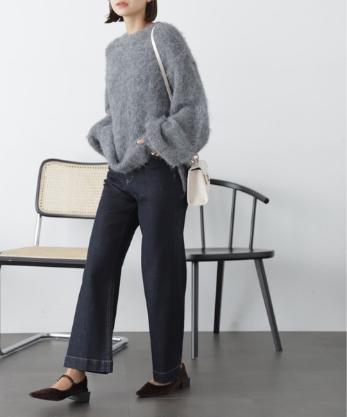 FREE'S MART（フリーズマート）の「◆［ＷＥＢ限定カラー］ウール混シャギークルーニット（ニット/セーター・レディース・イエロー/ブルー/オレンジ/チャコール・FREE）」の9枚目の写真