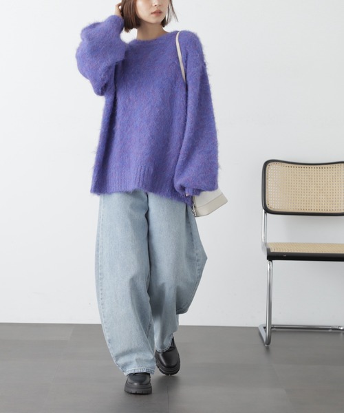 FREE'S MART（フリーズマート）の「◆［ＷＥＢ限定カラー］ウール混シャギークルーニット（ニット/セーター・レディース・イエロー/ブルー/オレンジ/チャコール・FREE）」の19枚目の写真