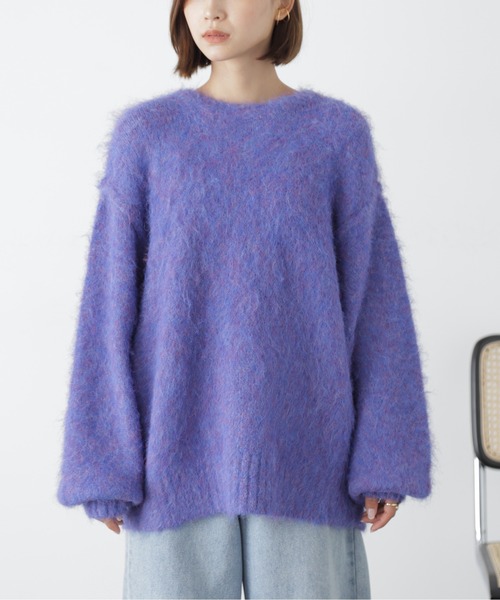 FREE'S MART（フリーズマート）の「◆［ＷＥＢ限定カラー］ウール混シャギークルーニット（ニット/セーター・レディース・イエロー/ブルー/オレンジ/チャコール・FREE）」の13枚目の写真