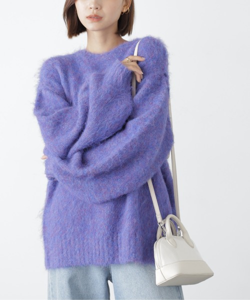 FREE'S MART（フリーズマート）の「◆［ＷＥＢ限定カラー］ウール混シャギークルーニット（ニット/セーター・レディース・イエロー/ブルー/オレンジ/チャコール・FREE）」の5枚目の写真