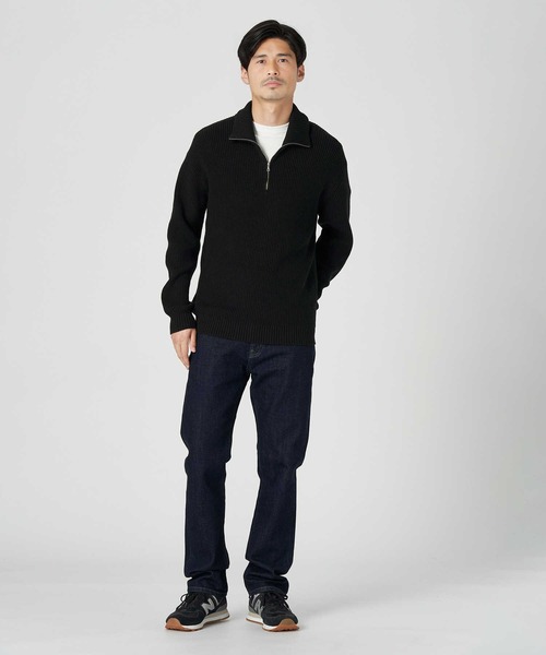PLUS ONE（プラスワン）の「【PLUS ONE】【BENRY】畦編みハーフジップニット（ニット/セーター・メンズ・グレー/ブラック/オフホワイト・M/XL/L）」の12枚目の写真