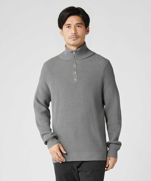 PLUS ONE（プラスワン）の「【PLUS ONE】【BENRY】畦編みハーフジップニット（ニット/セーター・メンズ・グレー/ブラック/オフホワイト・M/XL/L）」の15枚目の写真
