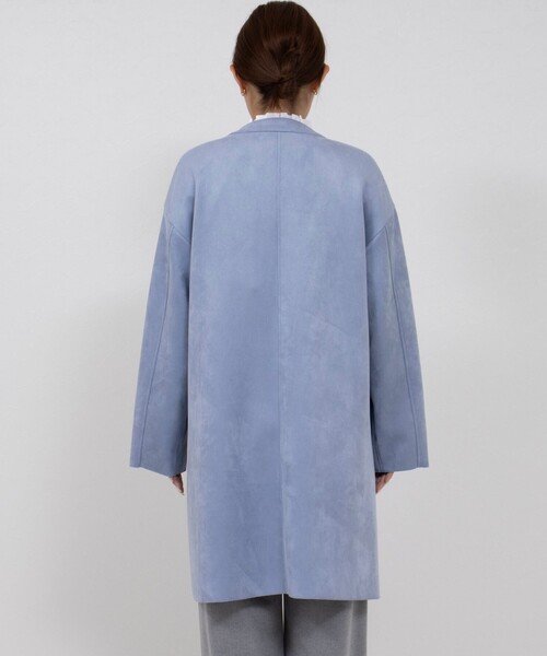 NOLLEY’S Sophi（ノーリーズソフィ）の「スエードダンボールVネックコート（ノーカラーコート・レディース・キナリ/グレイッシュブルー・36/38）」の16枚目の写真