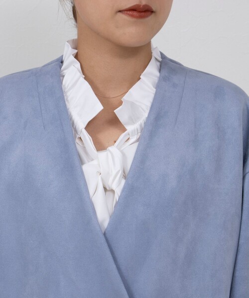 NOLLEY’S Sophi（ノーリーズソフィ）の「スエードダンボールVネックコート（ノーカラーコート・レディース・キナリ/グレイッシュブルー・36/38）」の18枚目の写真