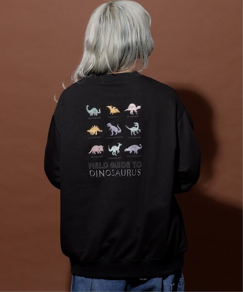 DOUBLE NAME（ダブルネーム）の「恐竜図鑑BACK刺しゅう裏毛プルオーバー/ユニセックス可（Tシャツ/カットソー・レディース・ブラック/オートミール/マスタード・FREE）」の7枚目の写真