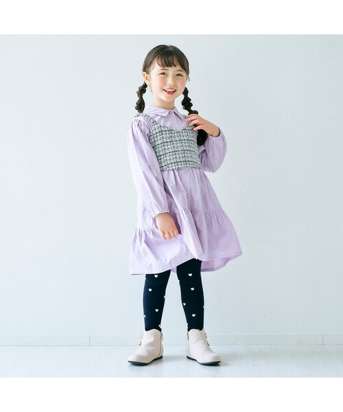 apres les cours(アプレレクール)の「花柄・ハート柄タイツ(タイツ/ストッキング・キッズ・ブラウン/アイボリー/ネイビー・90/110/100/120/140)」の4枚目の写真