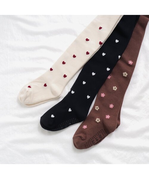 apres les cours(アプレレクール)の「花柄・ハート柄タイツ(タイツ/ストッキング・キッズ・ブラウン/アイボリー/ネイビー・90/110/100/120/140)」の8枚目の写真
