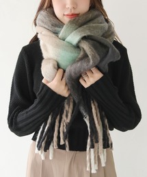 HER CLOSET | 【shemoshelly】ボリュームフリンジチェックマフラー(マフラー)