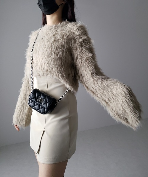 極美品　ミースロエ 　シャギーコンパクトニット　グリーン　丈短 MIESROHE（ミースロエ）の「sustainable シャギーコンパクト