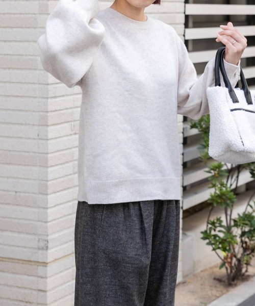 FORK&SPOON（フォークアンドスプーン）の「FORK&SPOON　ギャザースリーブニット（ニット/セーター・レディース・グレー系その他/オートミール/ブラック/ライトブルー・1）」の20枚目の写真