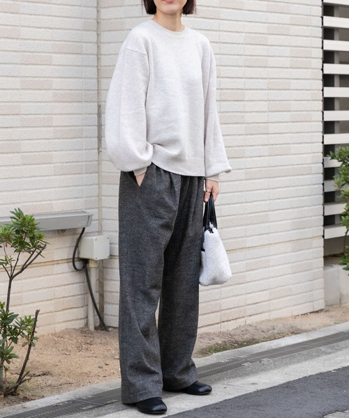 FORK&SPOON（フォークアンドスプーン）の「FORK&SPOON　ギャザースリーブニット（ニット/セーター・レディース・グレー系その他/オートミール/ブラック/ライトブルー・1）」の21枚目の写真