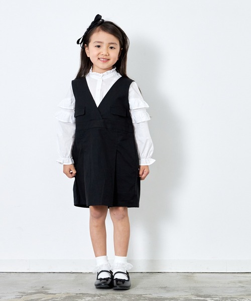 MAKE YOUR DAY（メイクユアデイ）の「スプリングフリルブラウス■80～140cm（シャツ/ブラウス・キッズ・サックスブルー/ブラック/オフホワイト・80/110/90/100/140/130/120）」の6枚目の写真