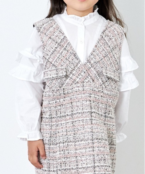 MAKE YOUR DAY（メイクユアデイ）の「スプリングフリルブラウス■80～140cm（シャツ/ブラウス・キッズ・サックスブルー/ブラック/オフホワイト・80/110/90/100/140/130/120）」の9枚目の写真