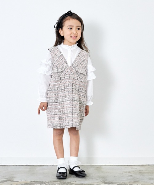 MAKE YOUR DAY（メイクユアデイ）の「スプリングフリルブラウス■80～140cm（シャツ/ブラウス・キッズ・サックスブルー/ブラック/オフホワイト・80/110/90/100/140/130/120）」の11枚目の写真