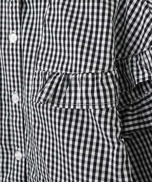 MAKE YOUR DAY（メイクユアデイ）の「スプリングフリルブラウス■80～140cm（シャツ/ブラウス・キッズ・サックスブルー/ブラック/オフホワイト・80/110/90/100/140/130/120）」の17枚目の写真