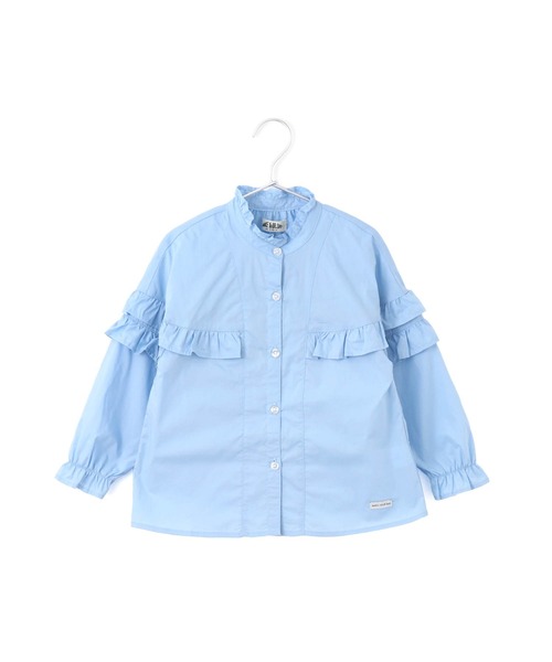 MAKE YOUR DAY（メイクユアデイ）の「スプリングフリルブラウス■80～140cm（シャツ/ブラウス・キッズ・サックスブルー/ブラック/オフホワイト・80/110/90/100/140/130/120）」の5枚目の写真