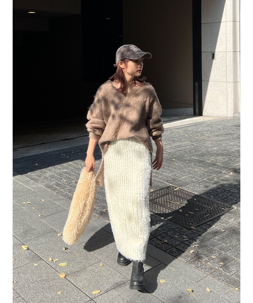 ジュメロ feather rame skirt ロングスカート ホワイト jumelle（ジュメロ）の「【伸縮性抜群！】feather rame skirt