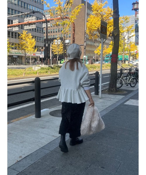 ジュメロ feather rame skirt ロングスカート ホワイト jumelle（ジュメロ）の「【伸縮性抜群！】feather rame skirt