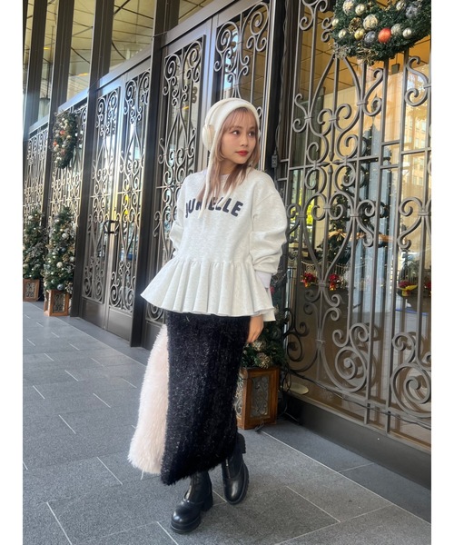 ジュメロ feather rame skirt ロングスカート ホワイト jumelle（ジュメロ）の「【伸縮性抜群！】feather rame skirt