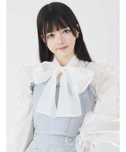 Ank Rouge（アンクルージュ）の「キラキラツイードビスチェ（ベスト・レディース・ピンク/ブルー/ブラック/ホワイト・M）」の4枚目の写真