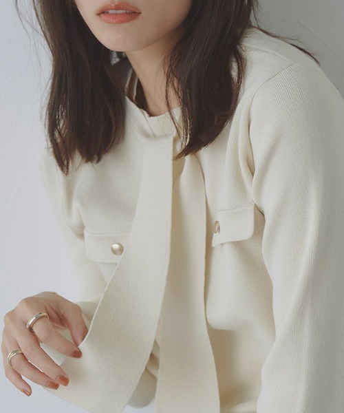 Pierrot（ピエロ）の「ボウタイポケットニット（ニット/セーター・レディース・アイボリー/ブラック/ブルー系その他/ネイビー/グレイッシュベージュ/グレー・L/M/LL/S）」の7枚目の写真