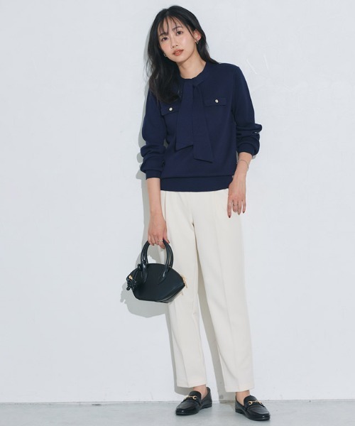 Pierrot（ピエロ）の「ボウタイポケットニット（ニット/セーター・レディース・アイボリー/ブラック/ブルー系その他/ネイビー/グレイッシュベージュ/グレー・L/M/LL/S）」の13枚目の写真