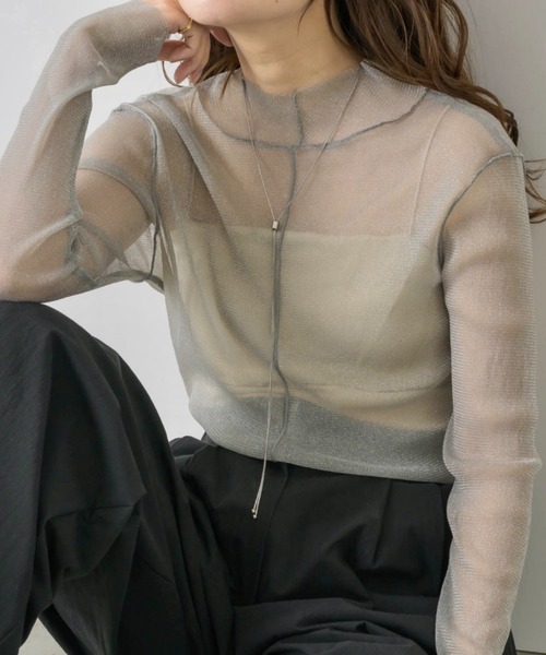 NUEbyas  シアーハイネックトップス　ミント NUEbyas シアーハイネックトップス ミント