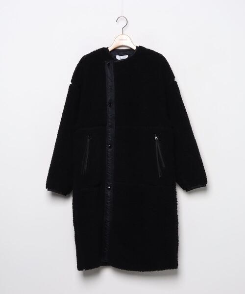 HYKE ハイク 美品 ノーカラーウールコート 2 ノーカラーコート 