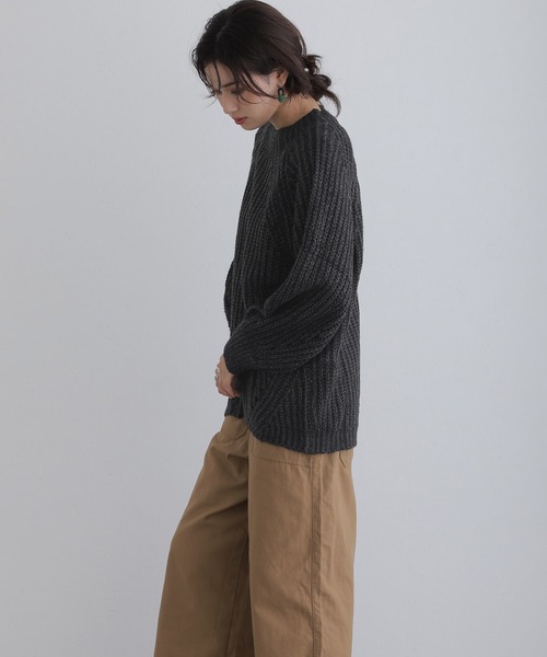 ElegChic（エレグシック）の「モヘアライクニットプルオーバー（ニット/セーター・レディース・ブラック/ライトグレー/ブラウン・M）」の4枚目の写真