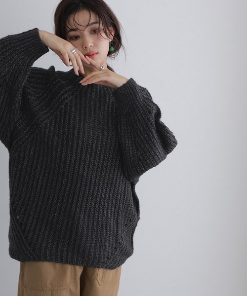 ElegChic（エレグシック）の「モヘアライクニットプルオーバー（ニット/セーター・レディース・ブラック/ライトグレー/ブラウン・M）」の5枚目の写真
