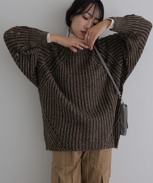 ElegChic（エレグシック）の「モヘアライクニットプルオーバー（ニット/セーター・レディース・ブラック/ライトグレー/ブラウン・M）」の11枚目の写真