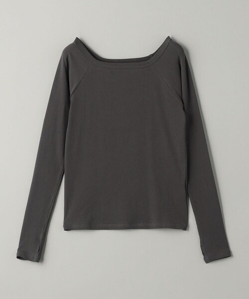 BEAUTY&YOUTH UNITED ARROWS（ビューティーアンドユースユナイテッドアローズ）の「コットンブレンド ベア天竺 オフショルダー カットソー（Tシャツ/カットソー・レディース・ダークグレー/クリーム/レッド・FREE）」の7枚目の写真